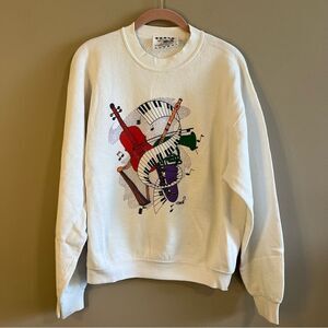 ✨ Vintage Wendelline White Music Crewneck Sweatshirt Large